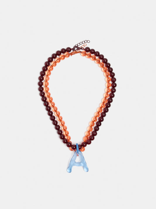 Set Of Beaded Necklaces With A Letter A Pendant