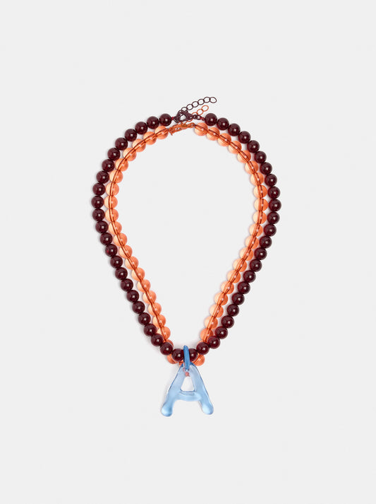 Set Of Beaded Necklaces With A Letter A Pendant