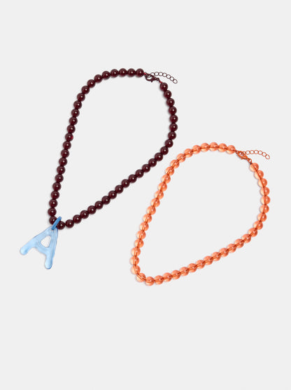 Set Of Beaded Necklaces With A Letter A Pendant