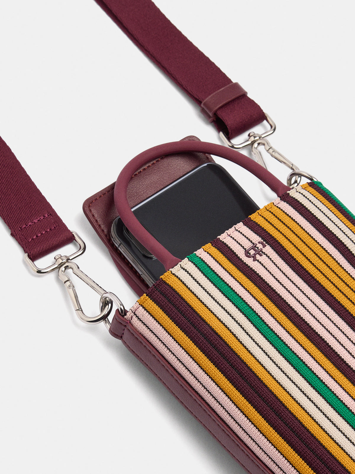 Striped Knit Mobile Phone Bag