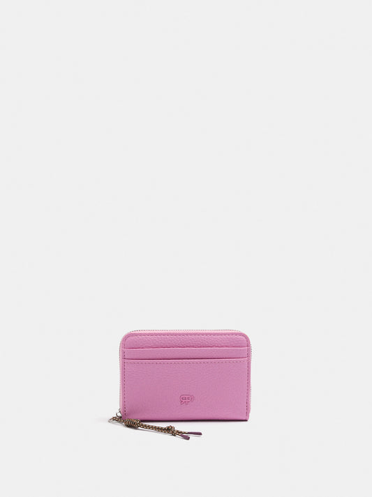 Basic Textured Wallet With Zipper Closure