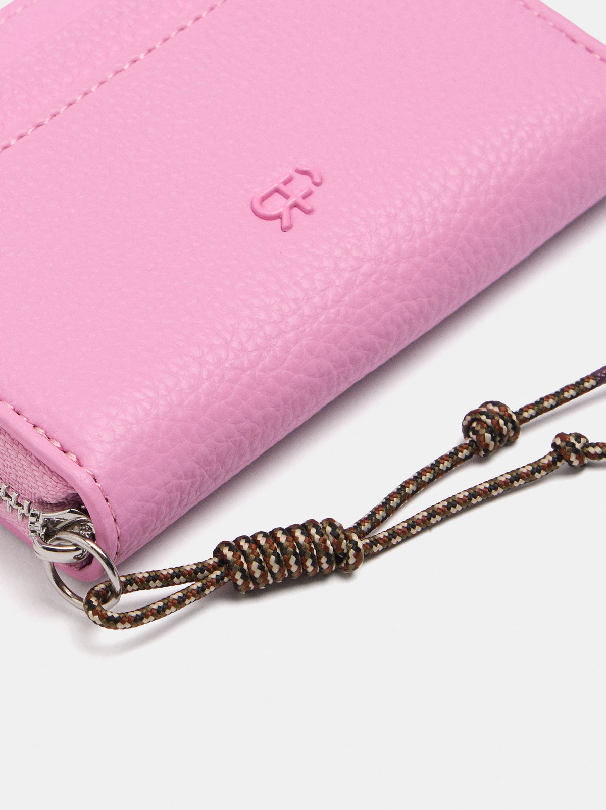 Basic Textured Wallet With Zipper Closure