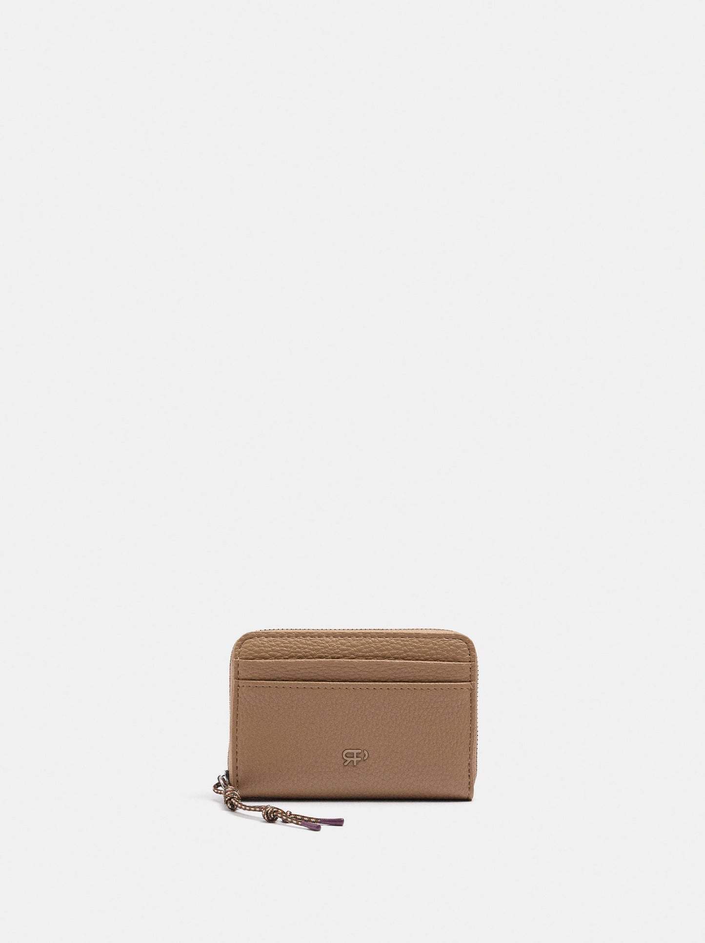 Basic Textured Wallet With Zipper Closure