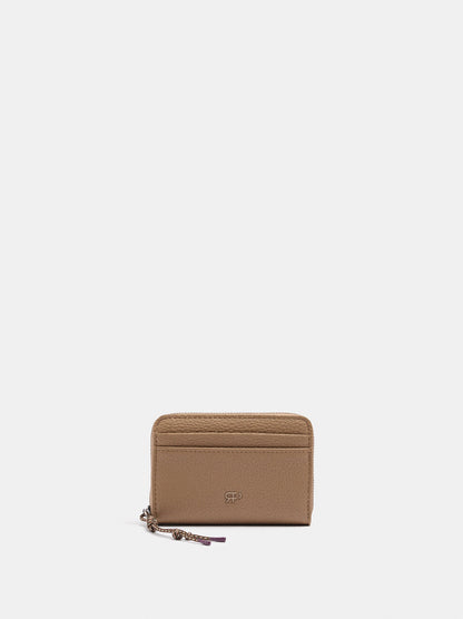 Basic Textured Wallet With Zipper Closure