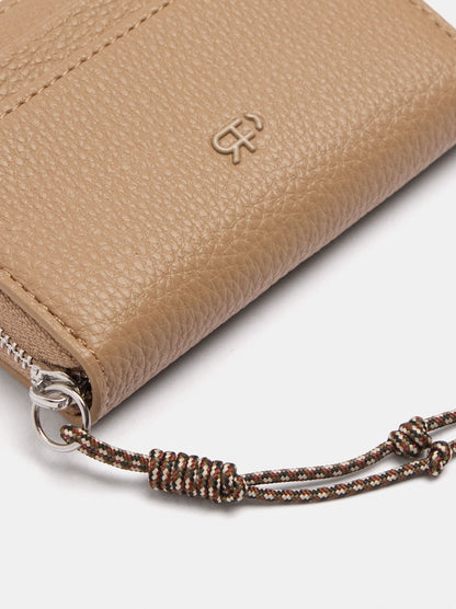 Basic Textured Wallet With Zipper Closure