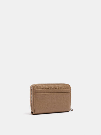 Basic Textured Wallet With Zipper Closure
