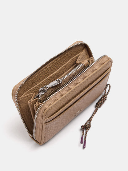 Basic Textured Wallet With Zipper Closure