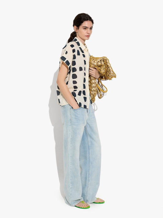 Printed Short-Sleeve Shirt With 100% Cotton