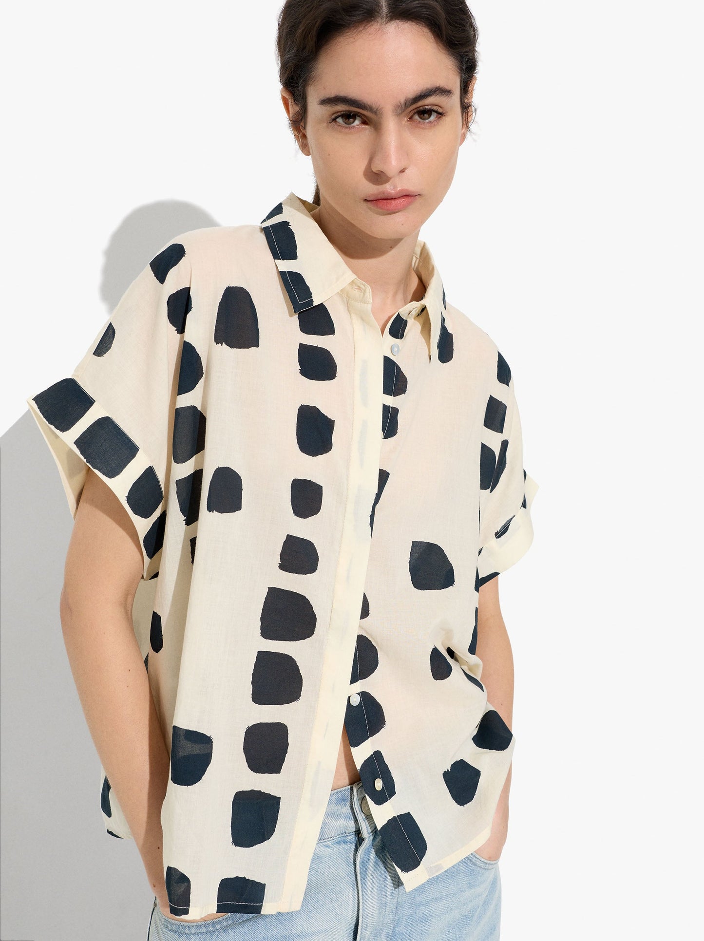 Printed Short-Sleeve Shirt With 100% Cotton