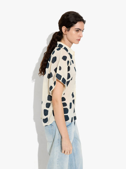 Printed Short-Sleeve Shirt With 100% Cotton