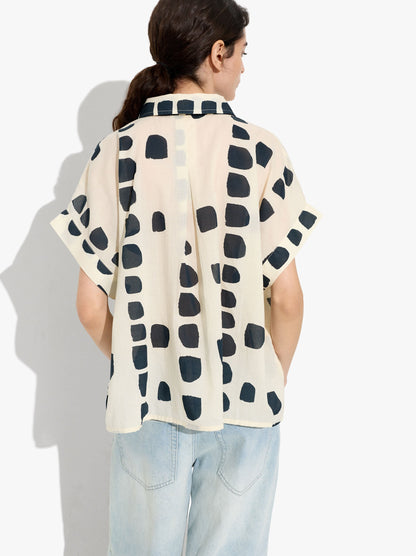 Printed Short-Sleeve Shirt With 100% Cotton