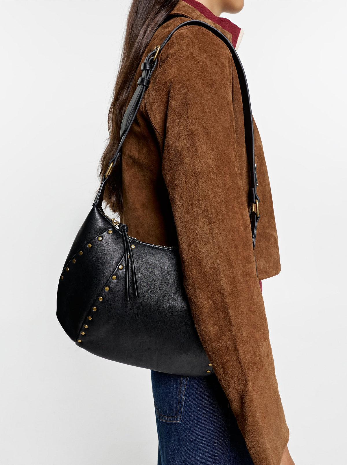 Oval Shoulder Bag With Studs