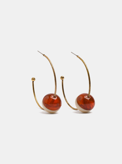 Open Hoop Earrings With Bicolor Bead