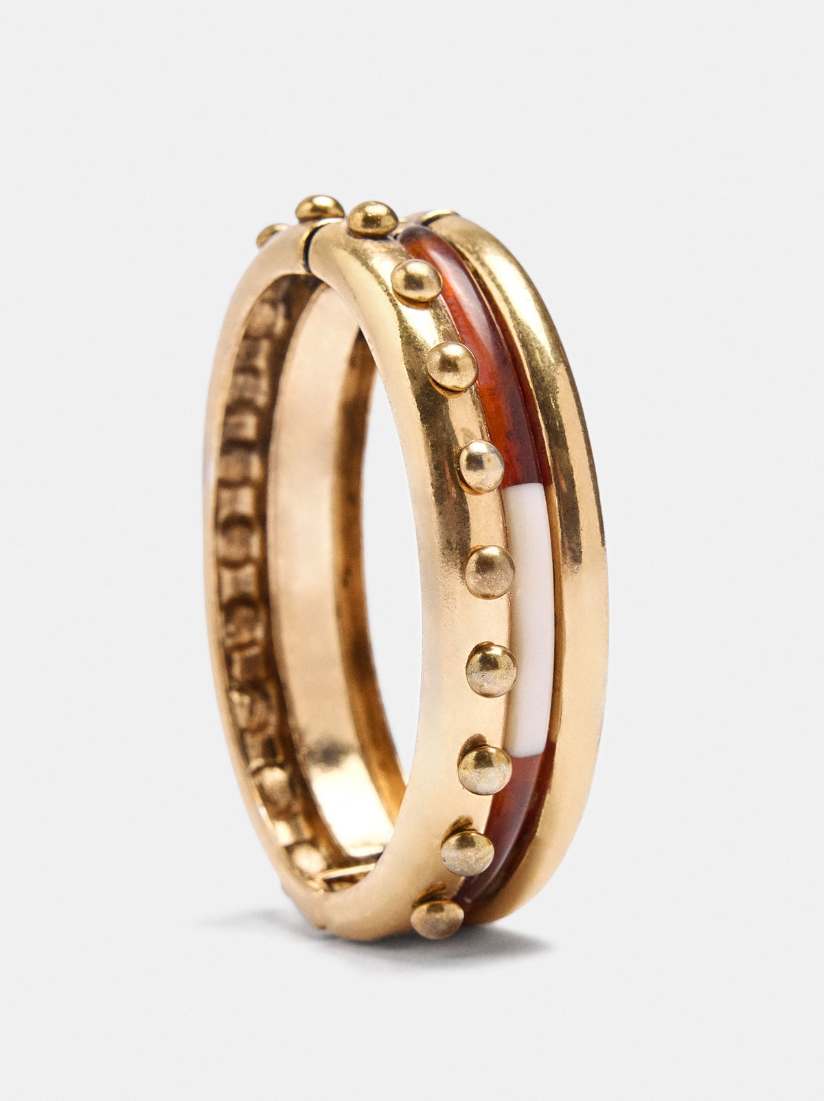 Bicolor Bracelet With Double Effect And Sphere Details