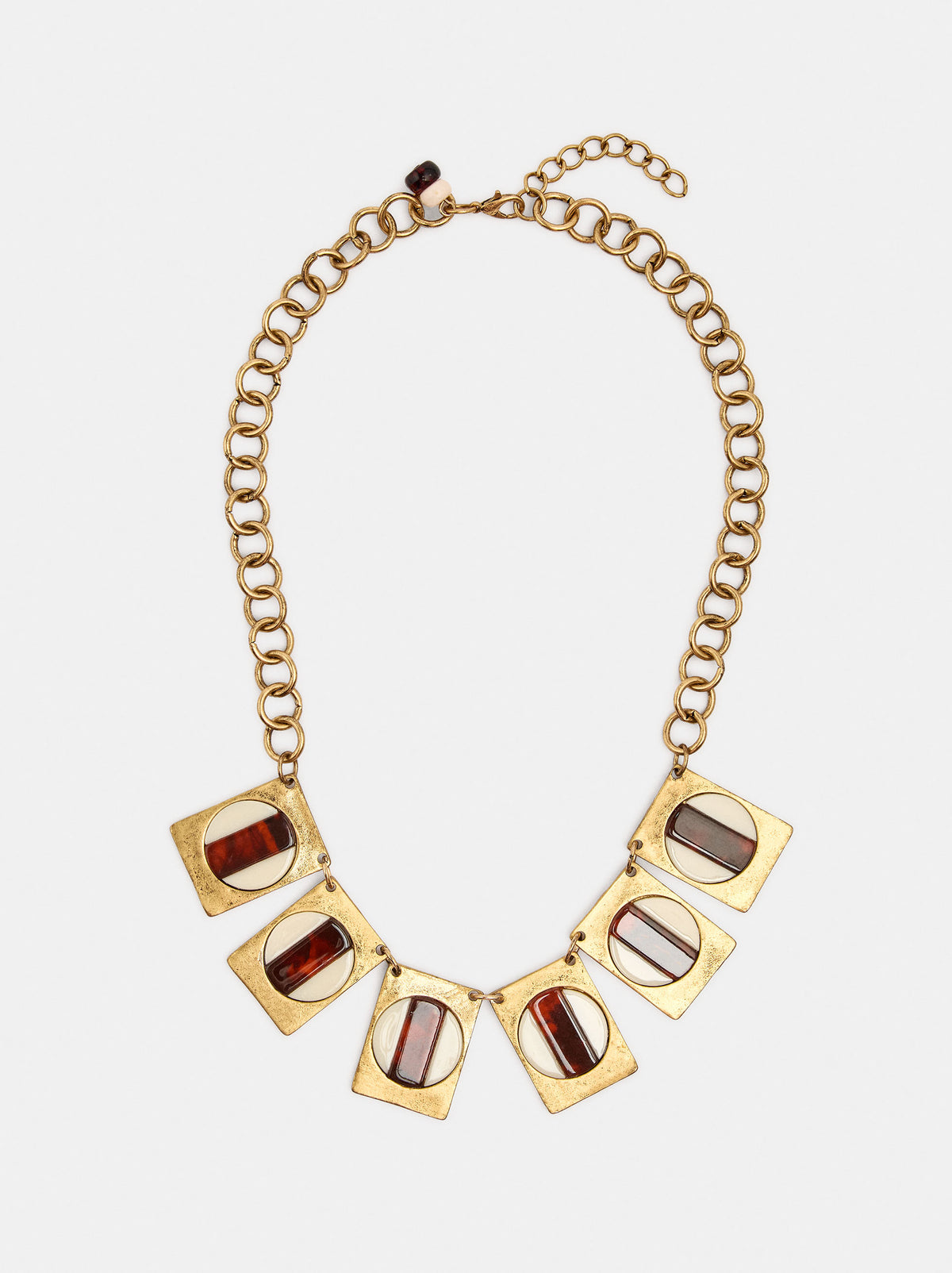 Necklace With Bicolor Rectangular Pendants