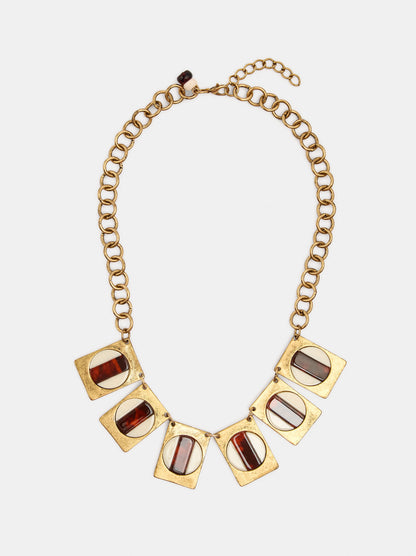 Necklace With Bicolor Rectangular Pendants