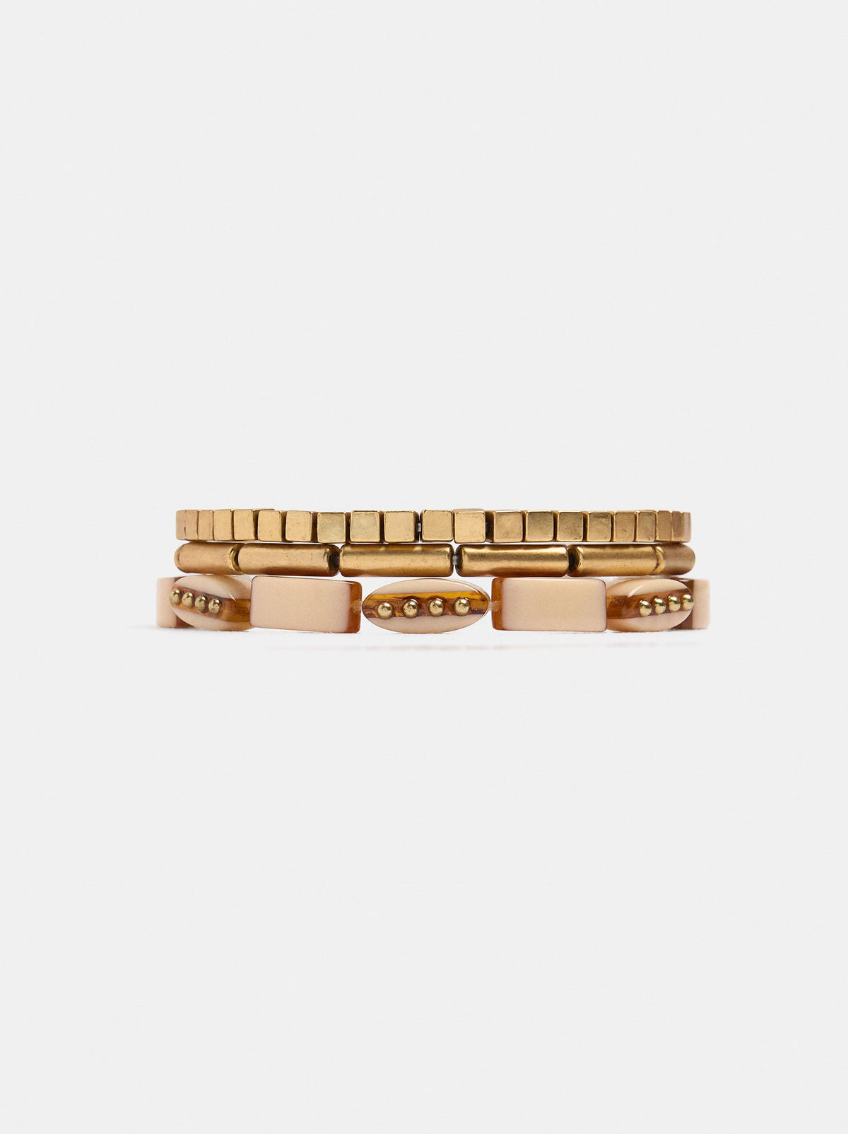 Set Of Elasticated Multi-Shape Bead Bracelets