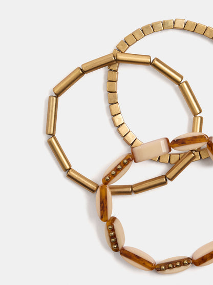 Set Of Elasticated Multi-Shape Bead Bracelets