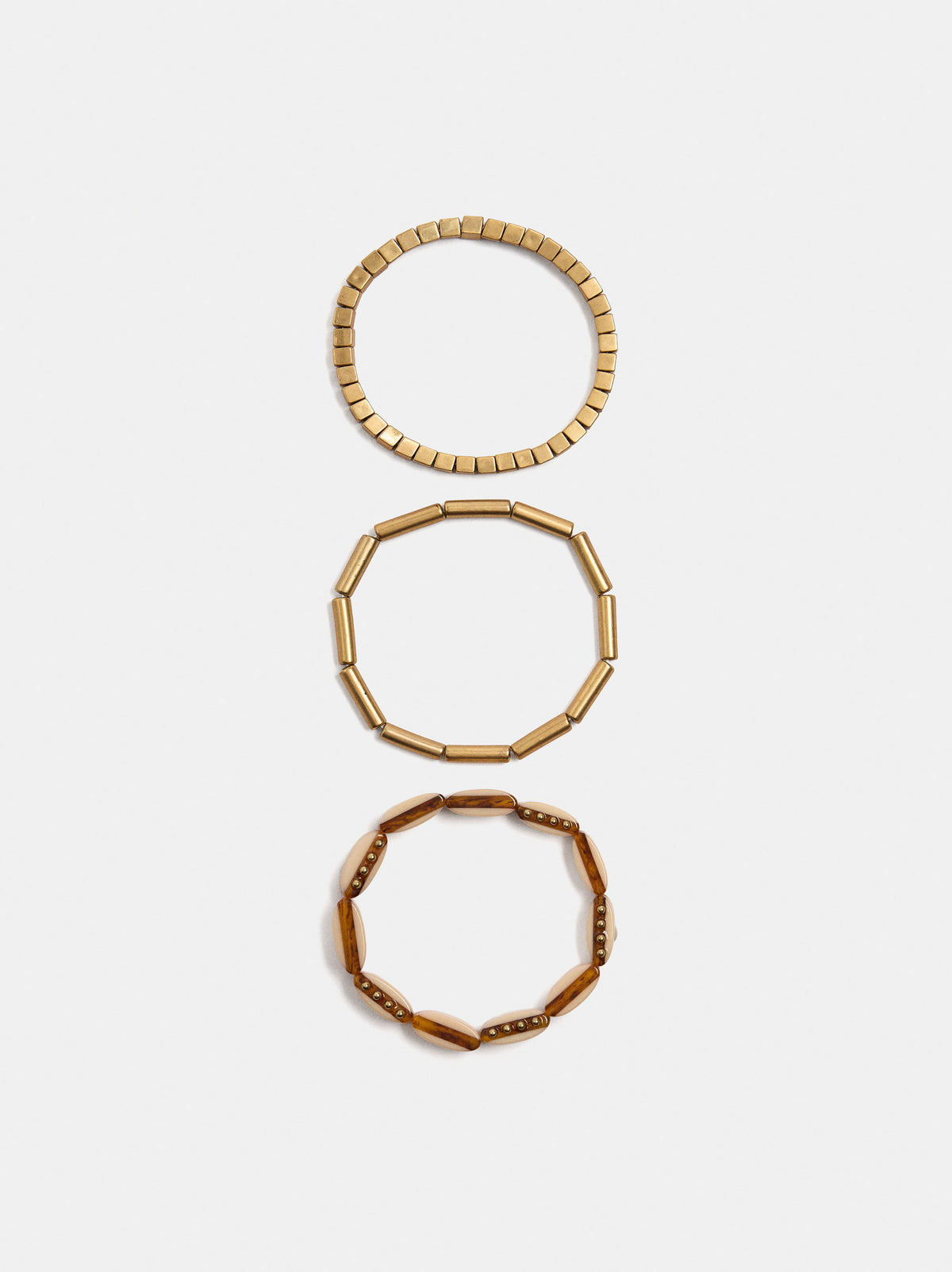 Set Of Elasticated Multi-Shape Bead Bracelets