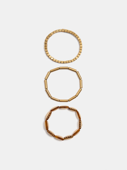 Set Of Elasticated Multi-Shape Bead Bracelets