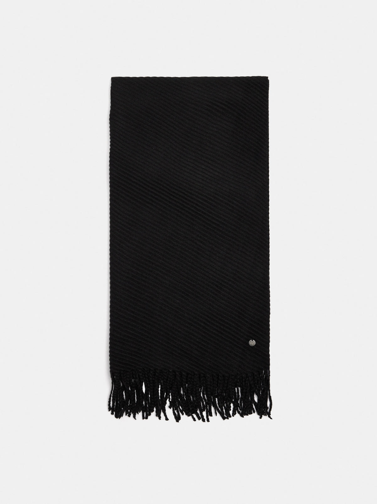 Pleated Scarf With Fringes
