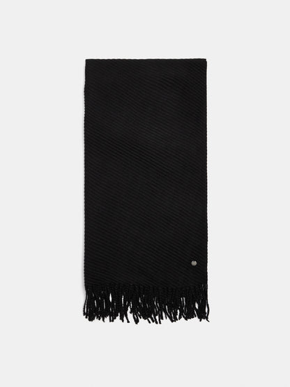 Pleated Scarf With Fringes
