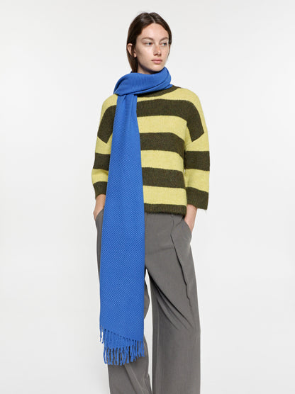 Pleated Scarf With Fringes