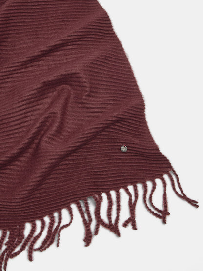 Pleated Scarf With Fringes