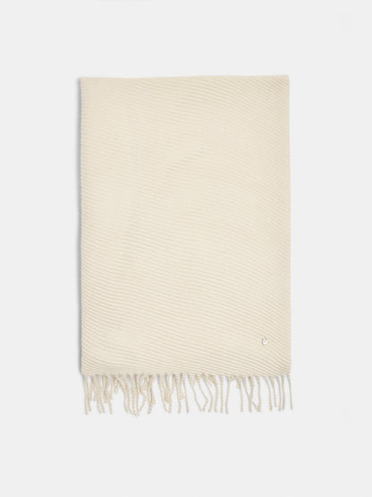 Pleated Scarf With Fringes
