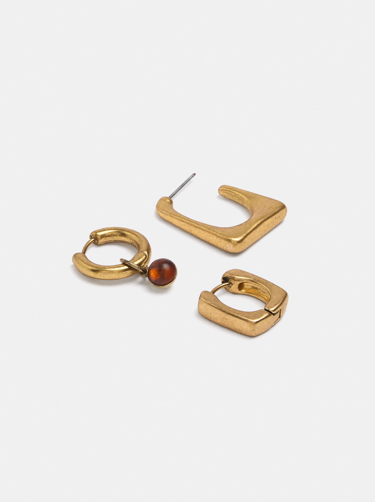 Set Of Bicolor Bead Hoop Earrings