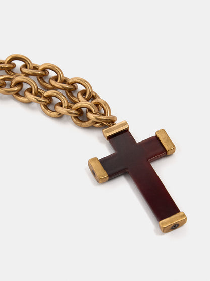 Short Link Necklace With Cross Pendant