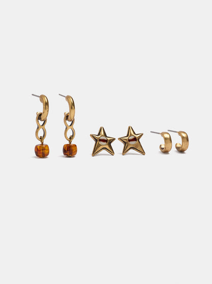 Set Of Bicolor Earrings With Details