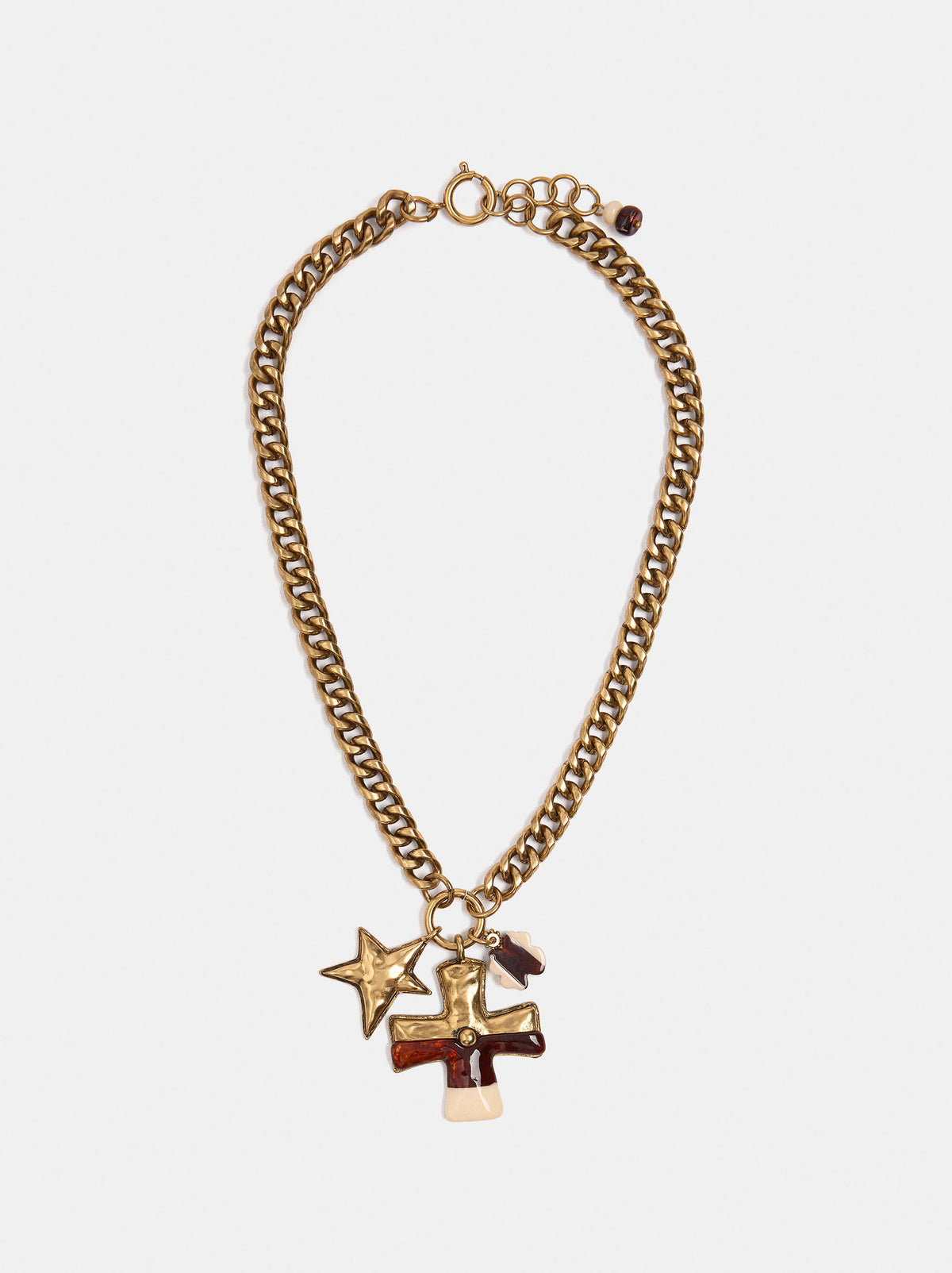 Short Link Necklace With Multiple Pendants