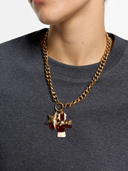 Short Link Necklace With Multiple Pendants