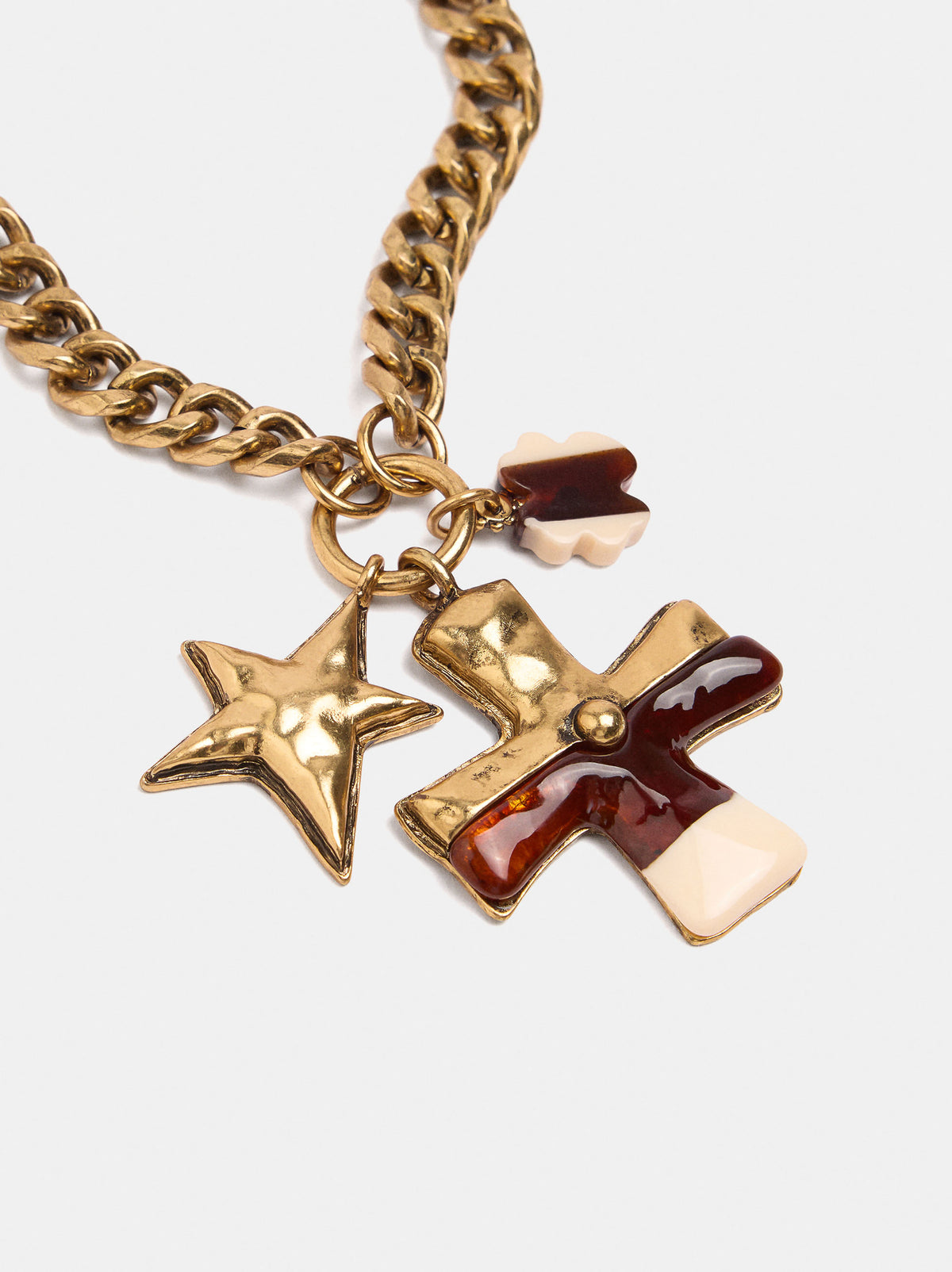 Short Link Necklace With Multiple Pendants