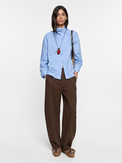 Plain Shirt With Integrated Scarf