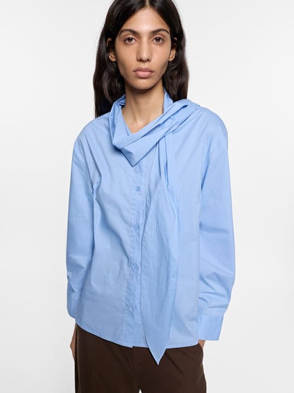 Plain Shirt With Integrated Scarf