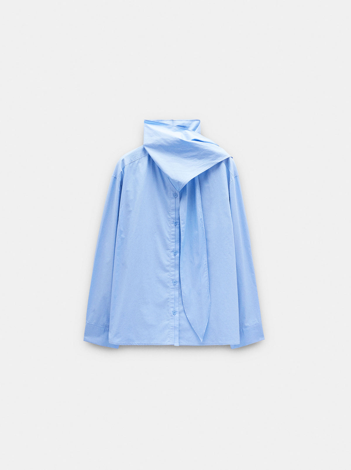 Plain Shirt With Integrated Scarf