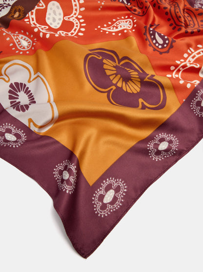 Printed Satin Square Scarf