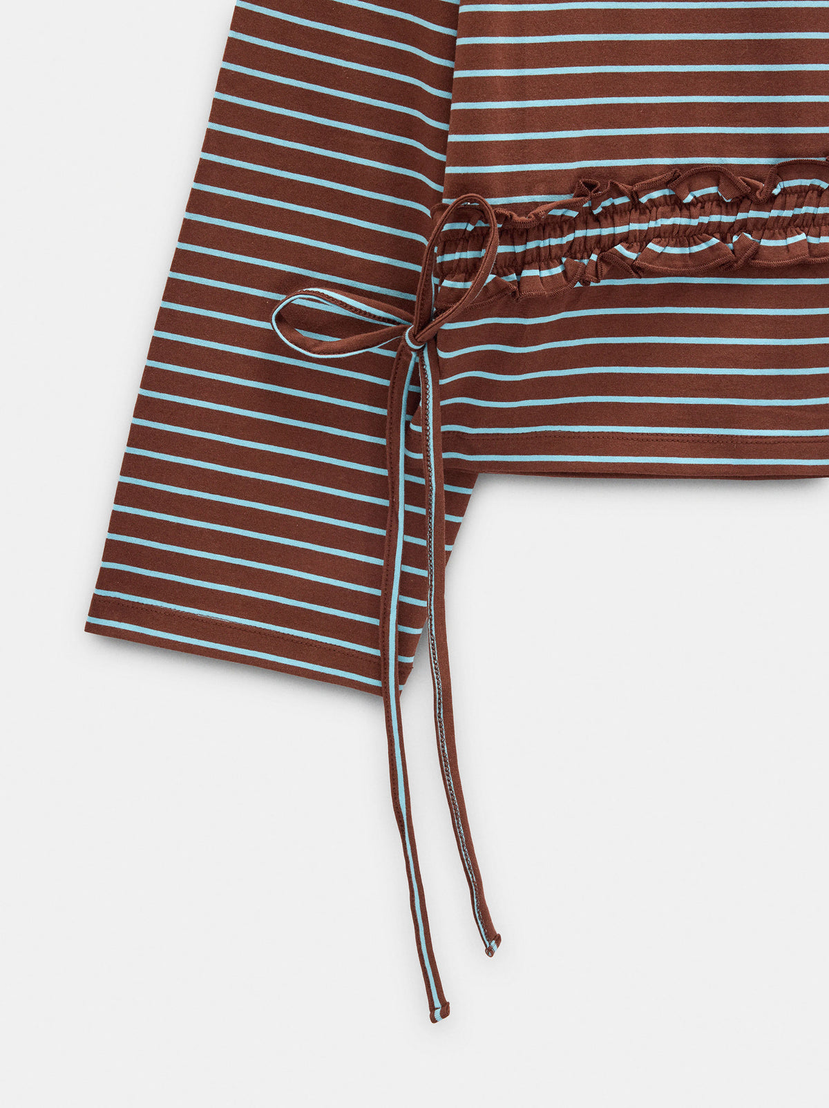 Striped Long-Sleeved T-Shirt With Ruffles