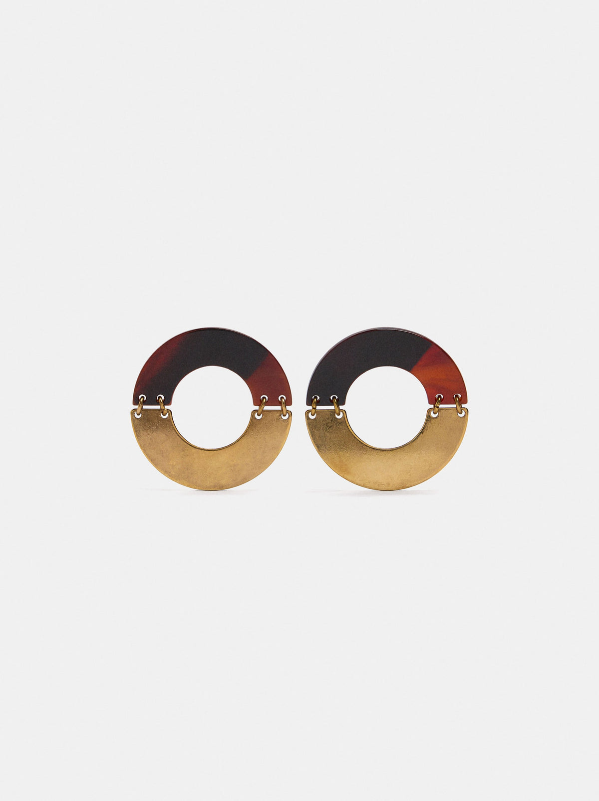 Bicolor Hoop Earrings With Stone Effect
