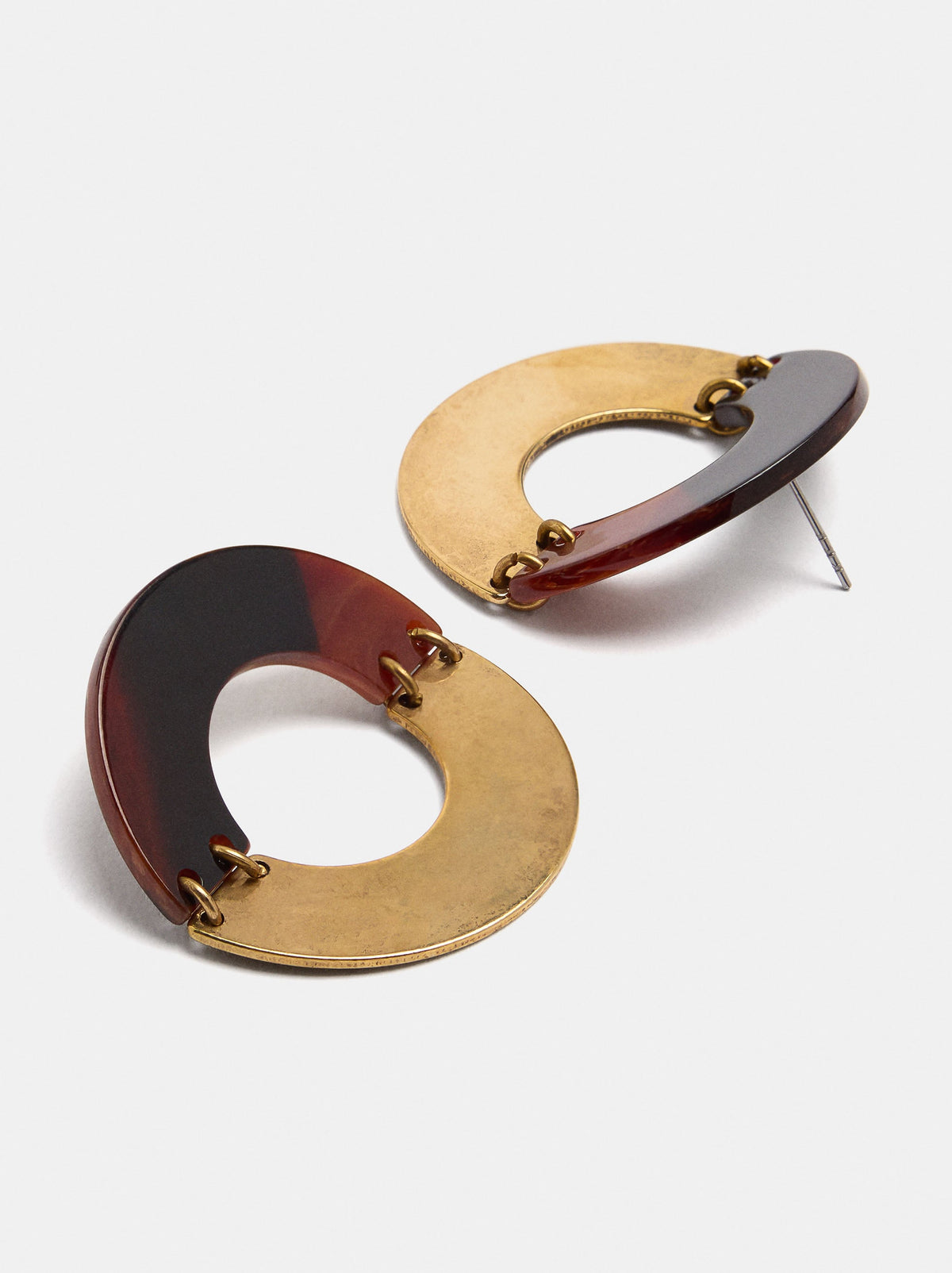 Bicolor Hoop Earrings With Stone Effect