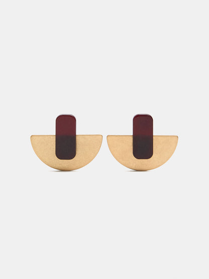 Semi-Circular Earrings With Rectangles