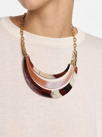 Short Necklace With Stone-Effect Arcs