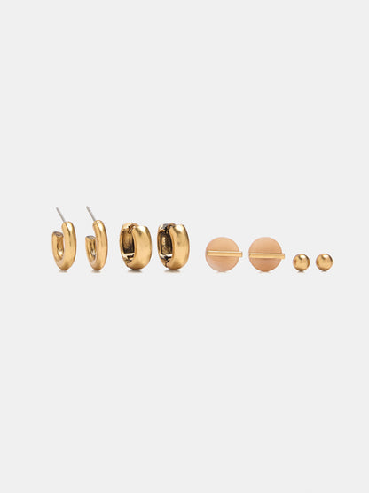 Set Of Short Earrings And Hoop Earrings
