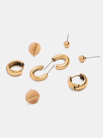 Set Of Short Earrings And Hoop Earrings