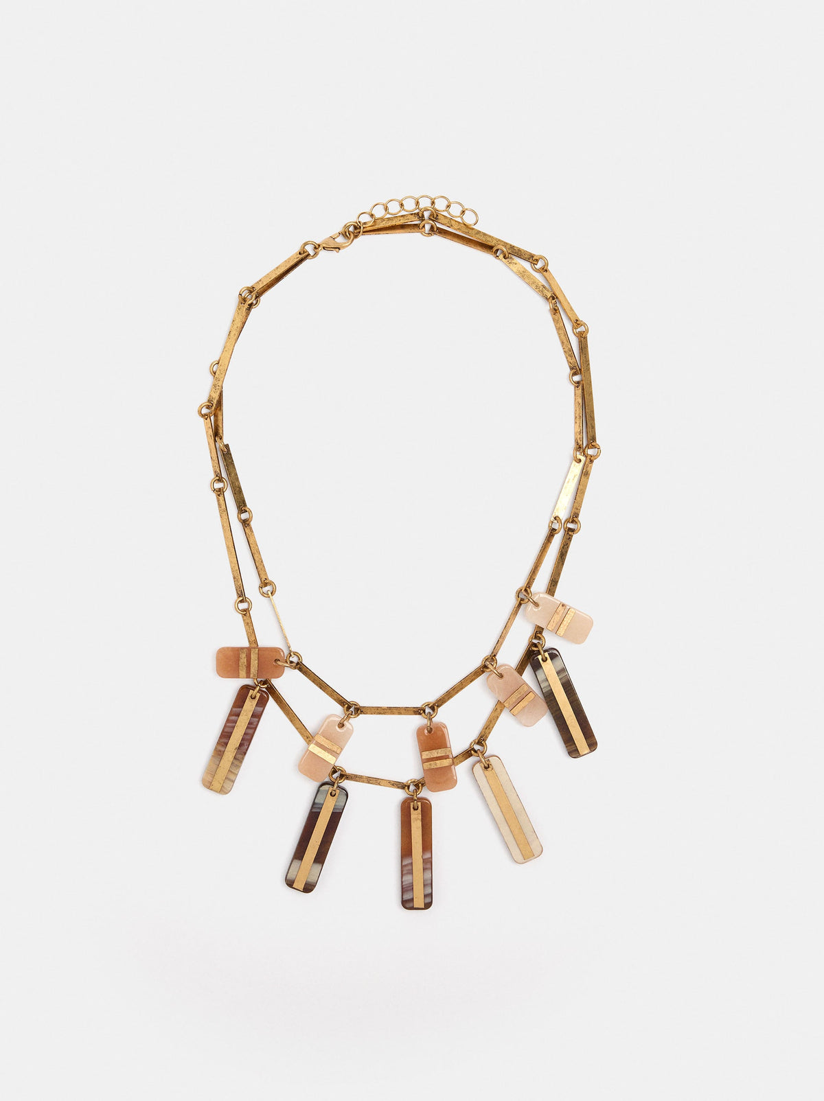 Double Short Necklace With Stone-Effect Pendants