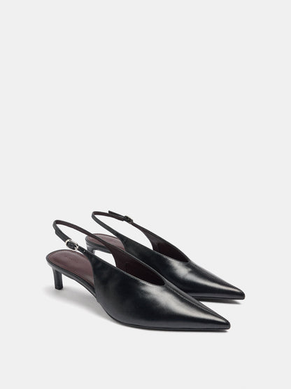 Leather High-Heeled Shoes