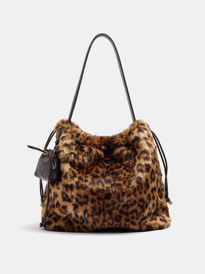 Animal Print Faux Fur Shoulder Bag