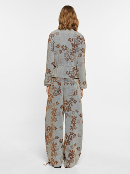 Floral Jacquard Barrel-Leg Jeans